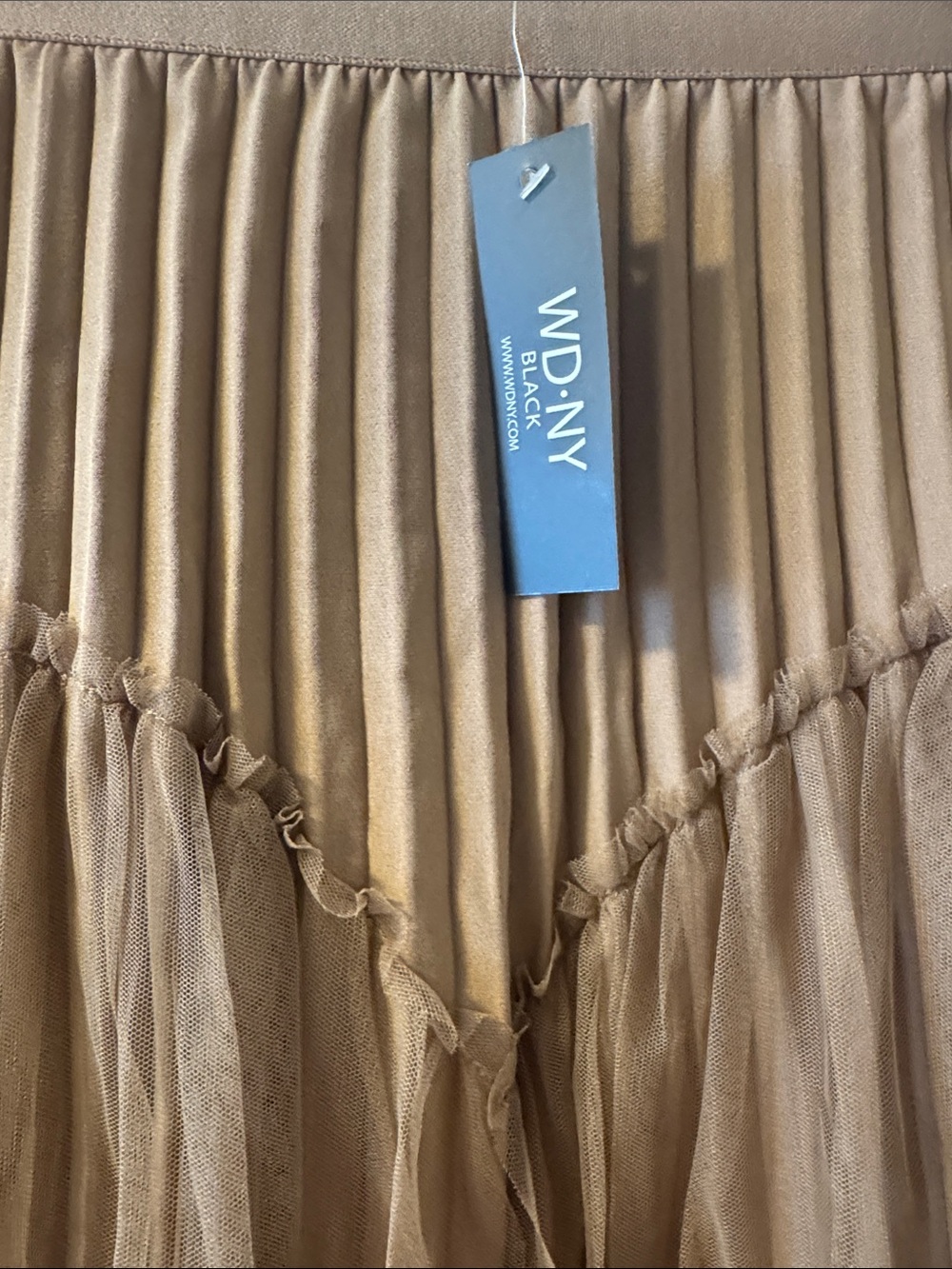 WD.NY Taupe Brown Layered Tulle Midi Skirt - Picture 3 of 4